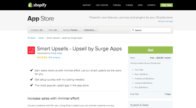 Smart Upsells Upsell by Surge Apps – Ecommerce Plugins for Online Stores – Shopify App Store Shopify upsell app: additional cost