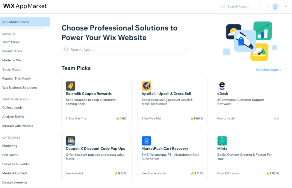 wix app market wix app market