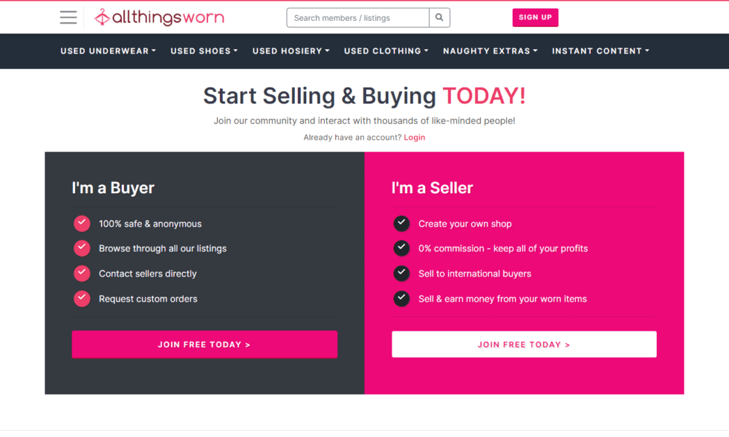 www.allthingsworn.com sign upScreenshot All Things Worn Homepage
