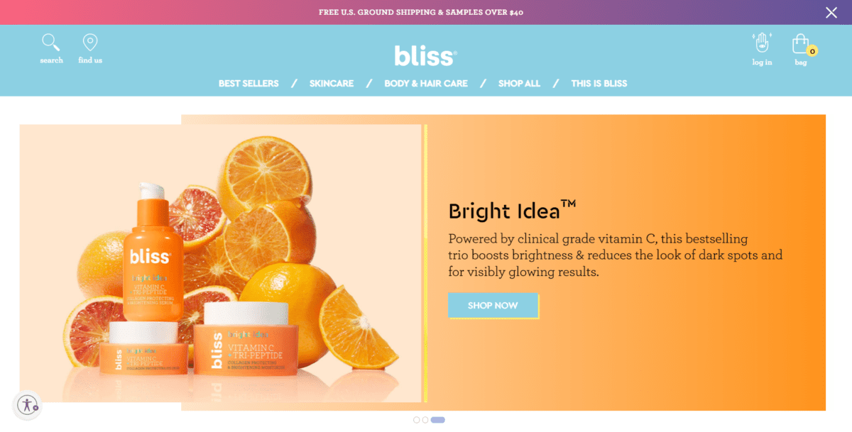 www.blissworld.com Screenshot Bliss Homepage