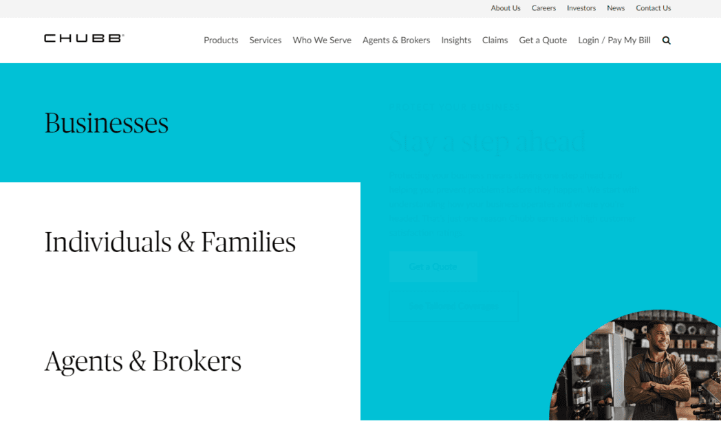 www.chubb .com us en Screenshot Chubb Business Insurance Homepage
