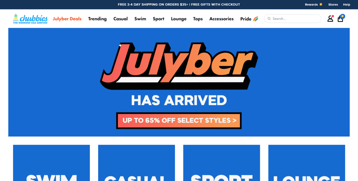 www.chubbiesshorts.com Screenshot Chubbies Homepage