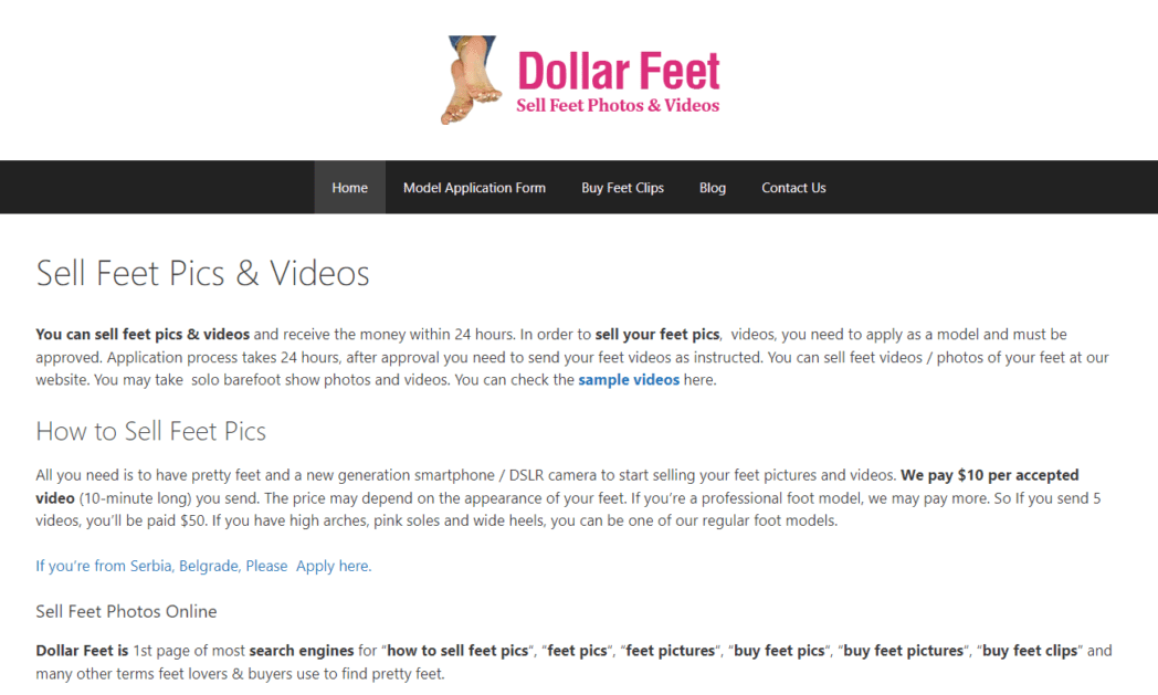 www.dollarfeet.com Screenshot Dollar feet