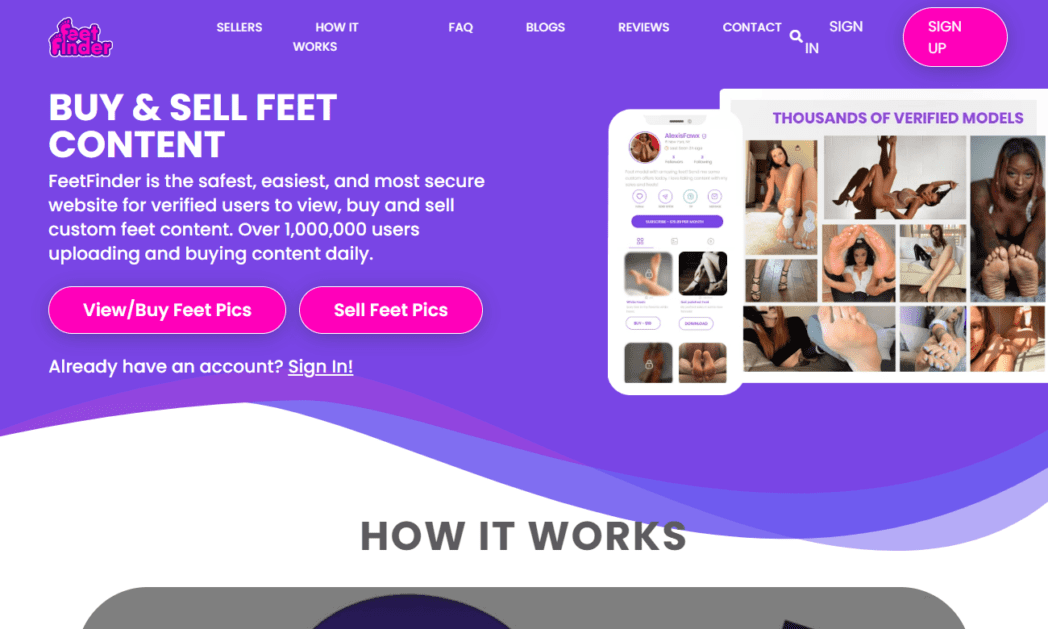 www.feetfinder.com Screenshot Feet Finder Homepage