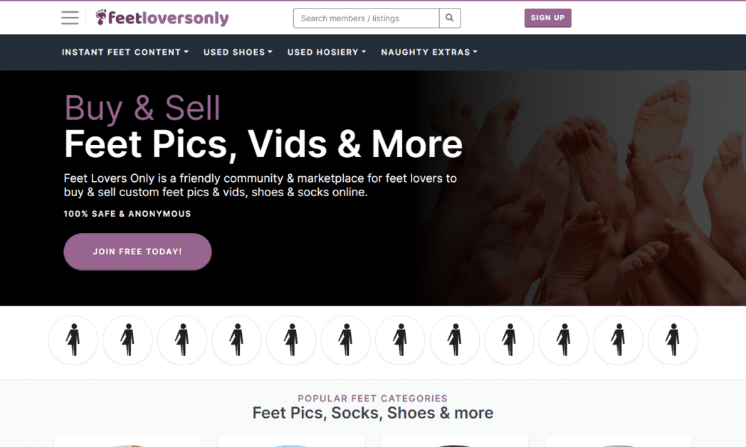 www.feetloversonly.com Screenshot Feet Lovers Only Home Page