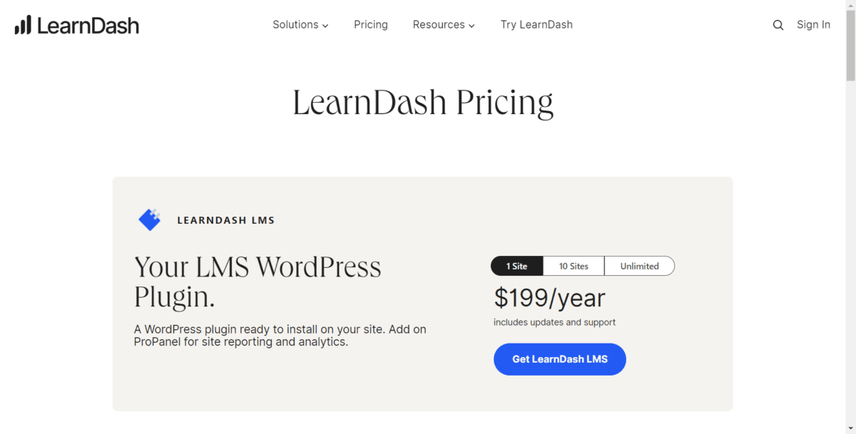 www.learndash.com pricing and purchase Screenshot Learndash Pricing