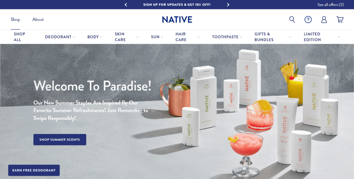 www.nativecos.com Screenshot Native Deodorants