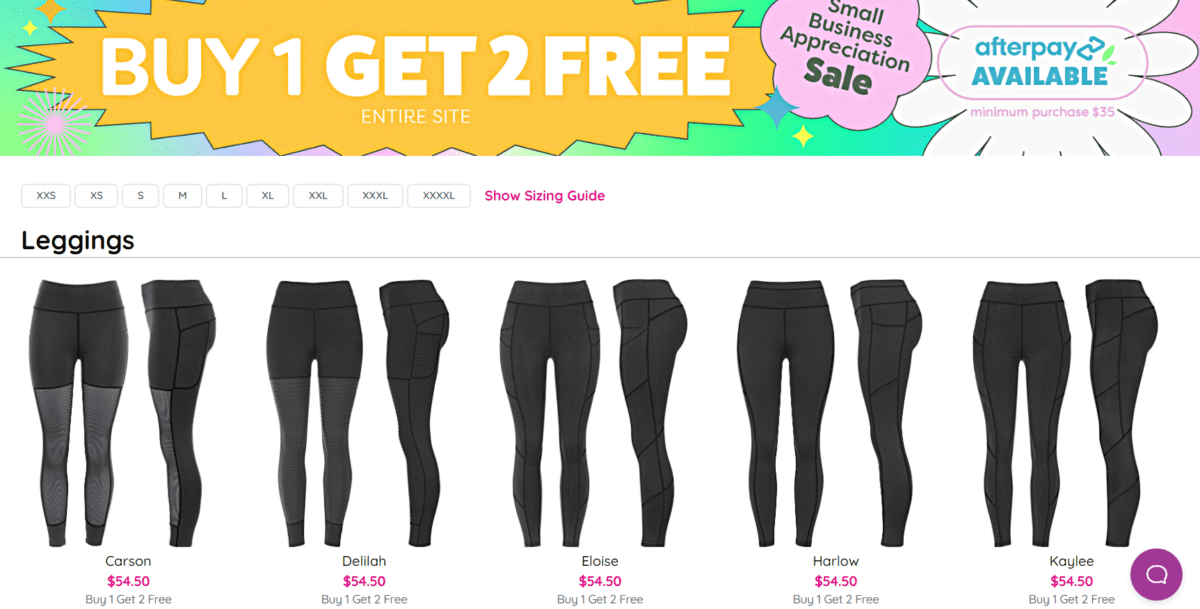 www.popfitclothing.com category leggingsScreenshot Popfit Category Pages