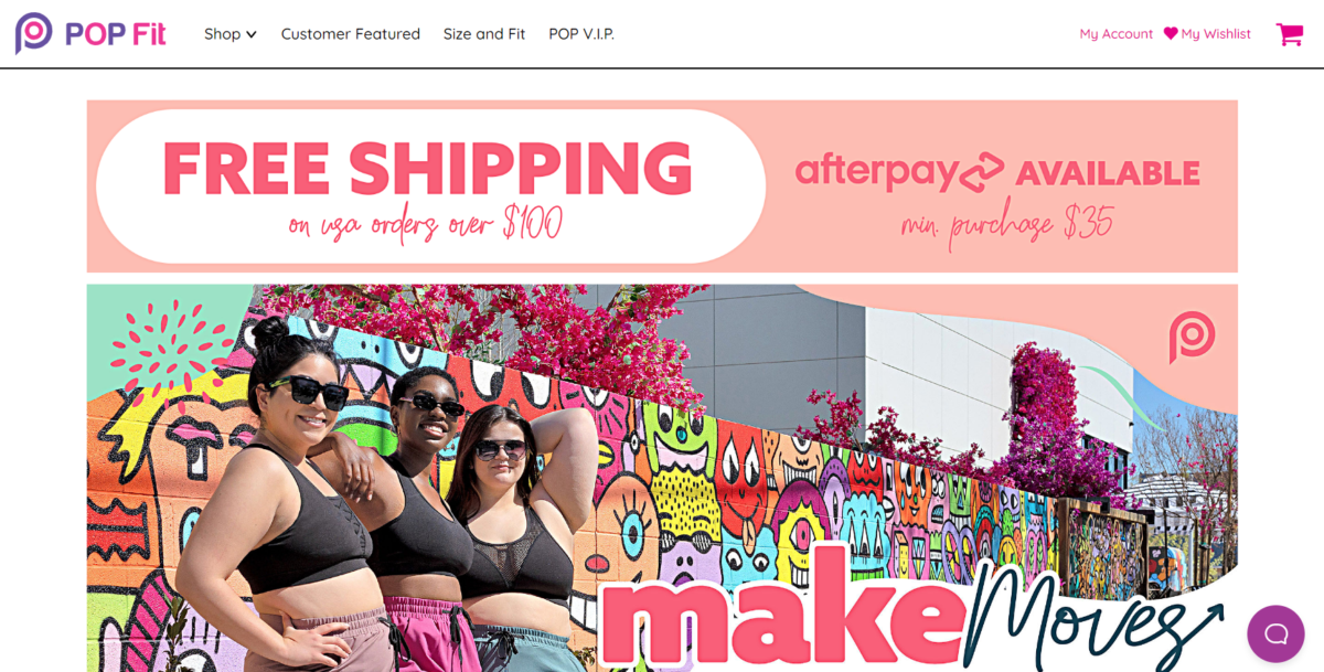 www.popfitclothing.com Screenshot Popfit Homepage
