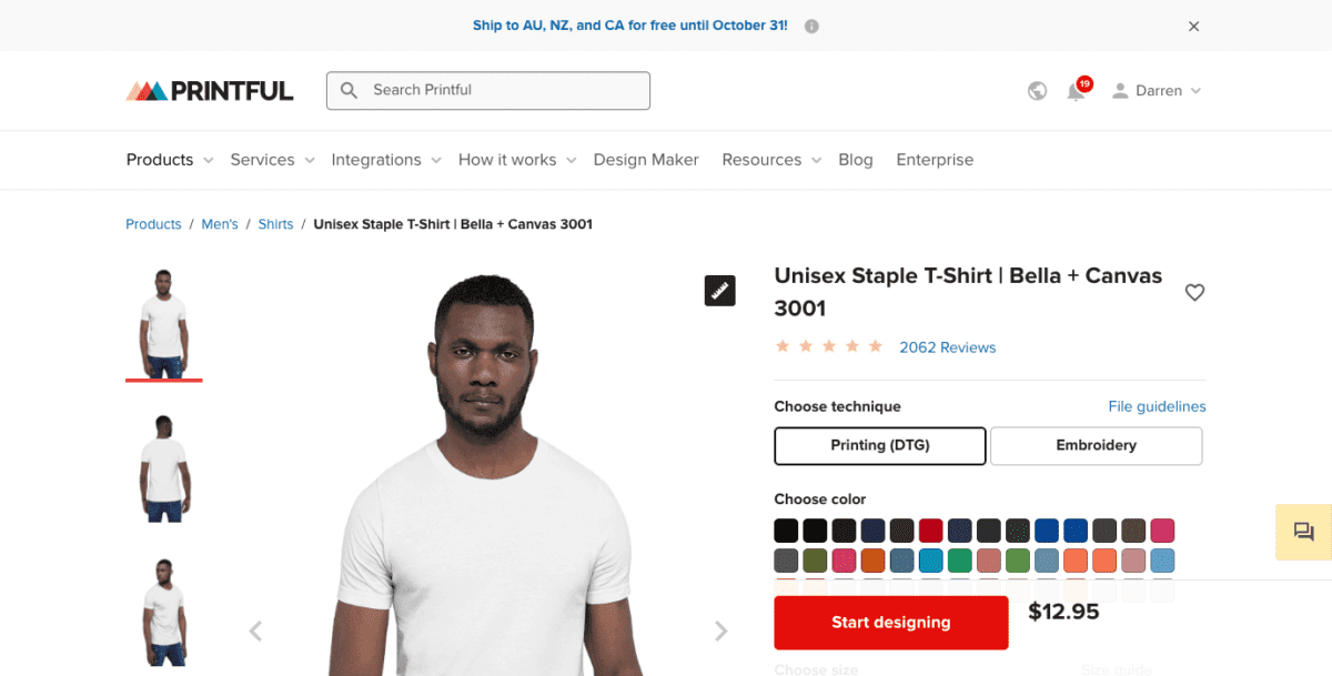www.printful.com custom mens shirts unisex staple t shirt bella canvas 3001Screenshot T-shirts and hoodies