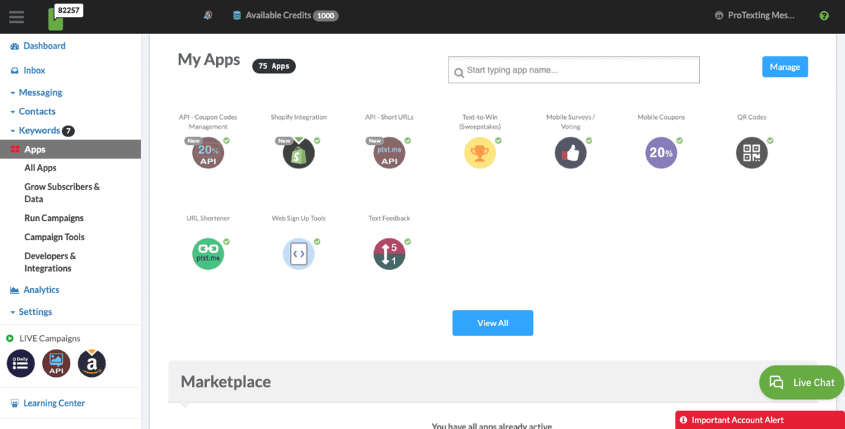 www.protexting.com members apps.phpScreenshot ProTexing Apps
