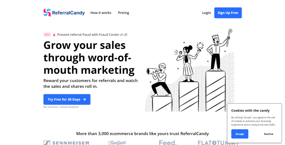 www.referralcandy.com Screenshot ReferralCandy Homepage