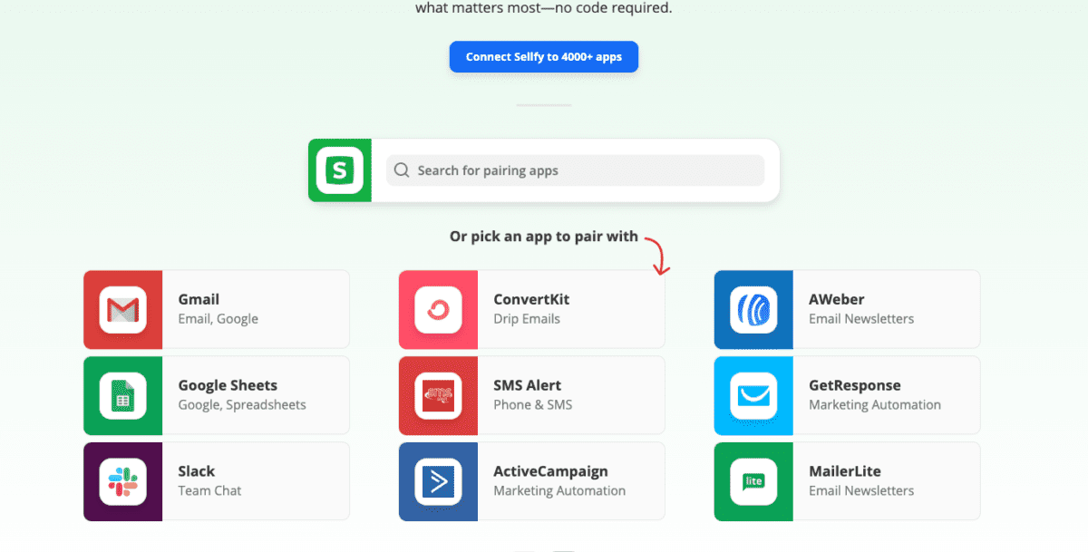 zapier.com apps sellfy integrationsScreenshot Sellfy Integrations