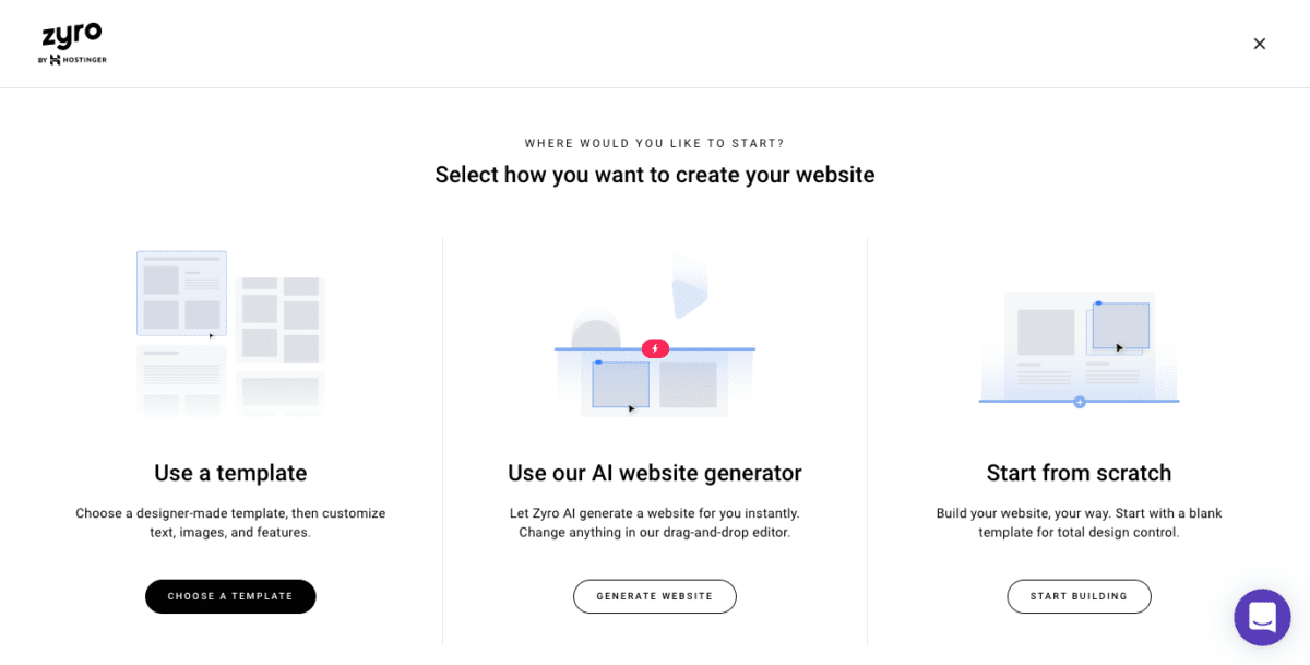 zyro.com wizardScreenshot 1 Zyro Website Builder